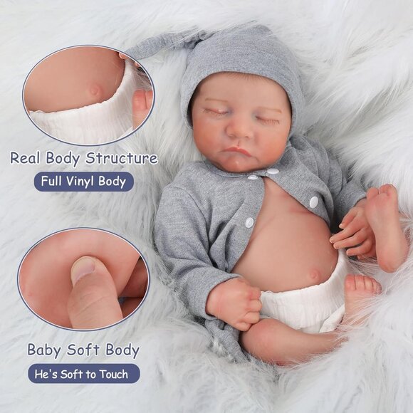 🆕18 Inch Full Cloth Body With Vinyl Limbs Baby Doll Baby Boy Reborn Doll - Picture 9 of 13